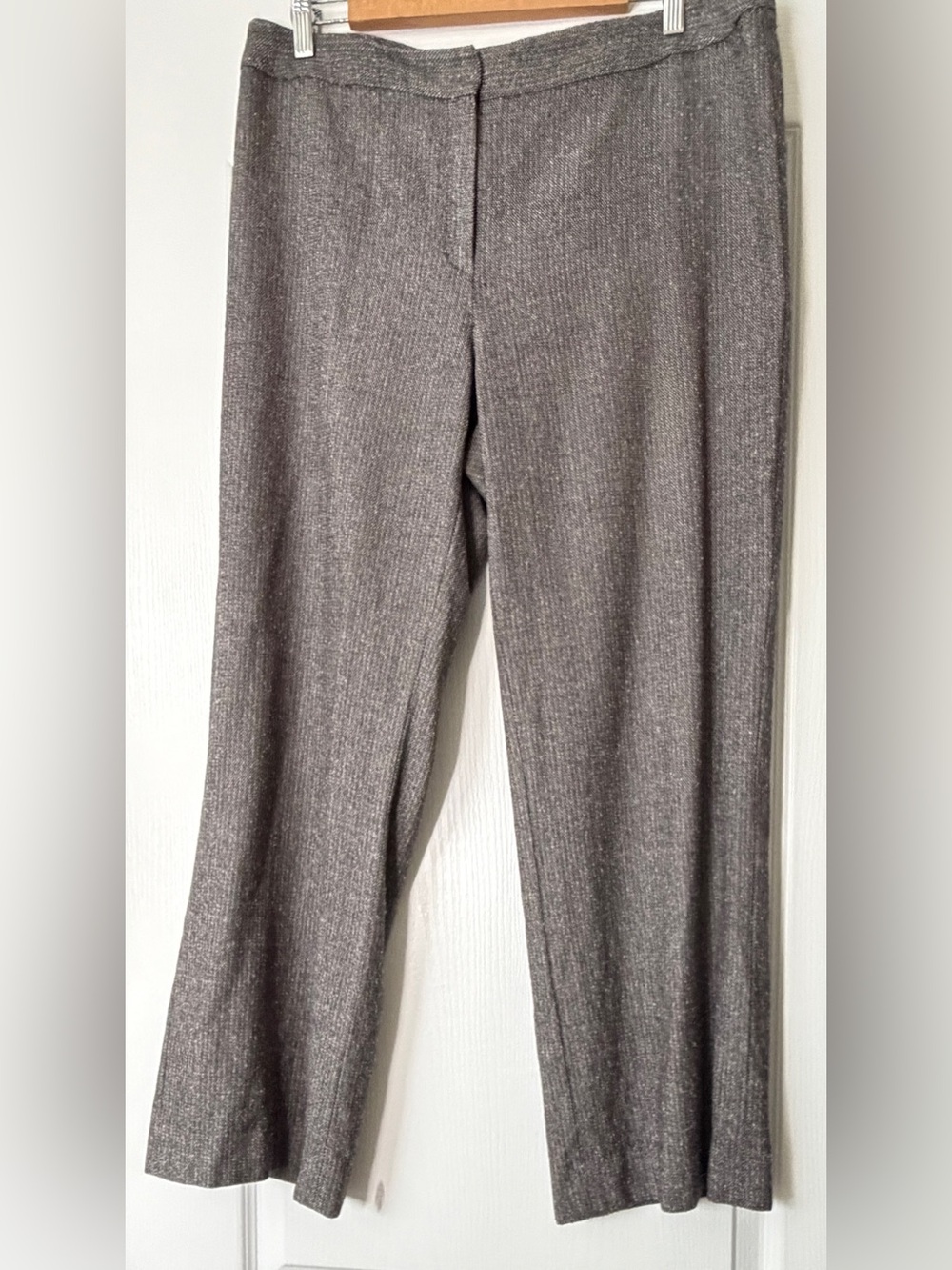 Lafayette 148 New York Gray Wool Blend Straight Leg Trousers Pants Size 14